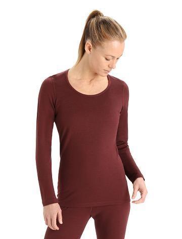 Une pièce Icebreaker Merino 200 Oasis Long Sleeve Scoop Neck Thermal Top Femme Rouge | FR 1773AHKP